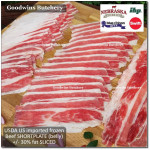 Beef belly samcan SHORTPLATE USDA US CHOICE SWIFT (black label) frozen +/- 30% FAT PORTIONED CUT +/- 1 kg/pc (price/kg)